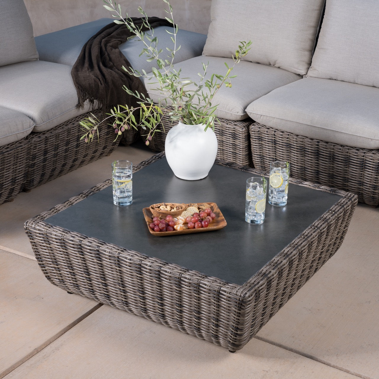 Swann Modular Patio Table and Ottoman