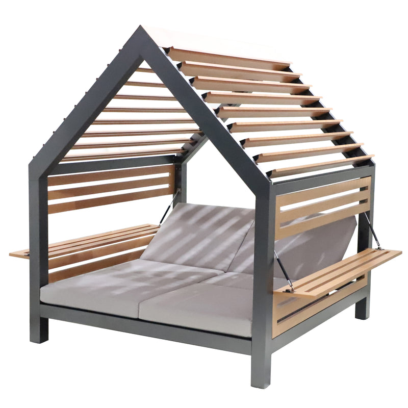 Dante Cushioned Double Daybed with Louvered Roof