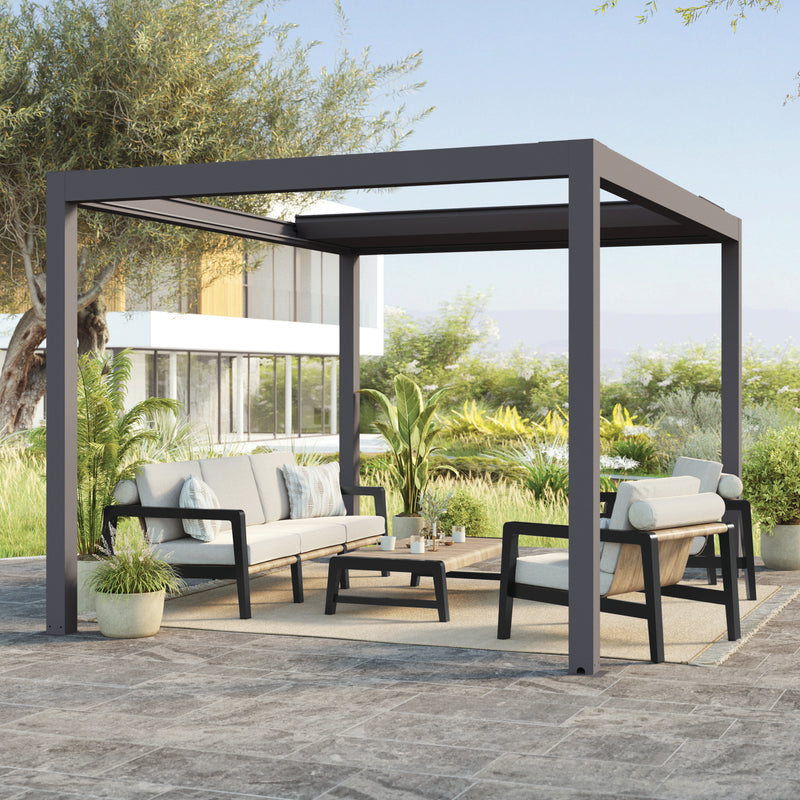 Ghent 13' Retractable Louvered Aluminum Pergola