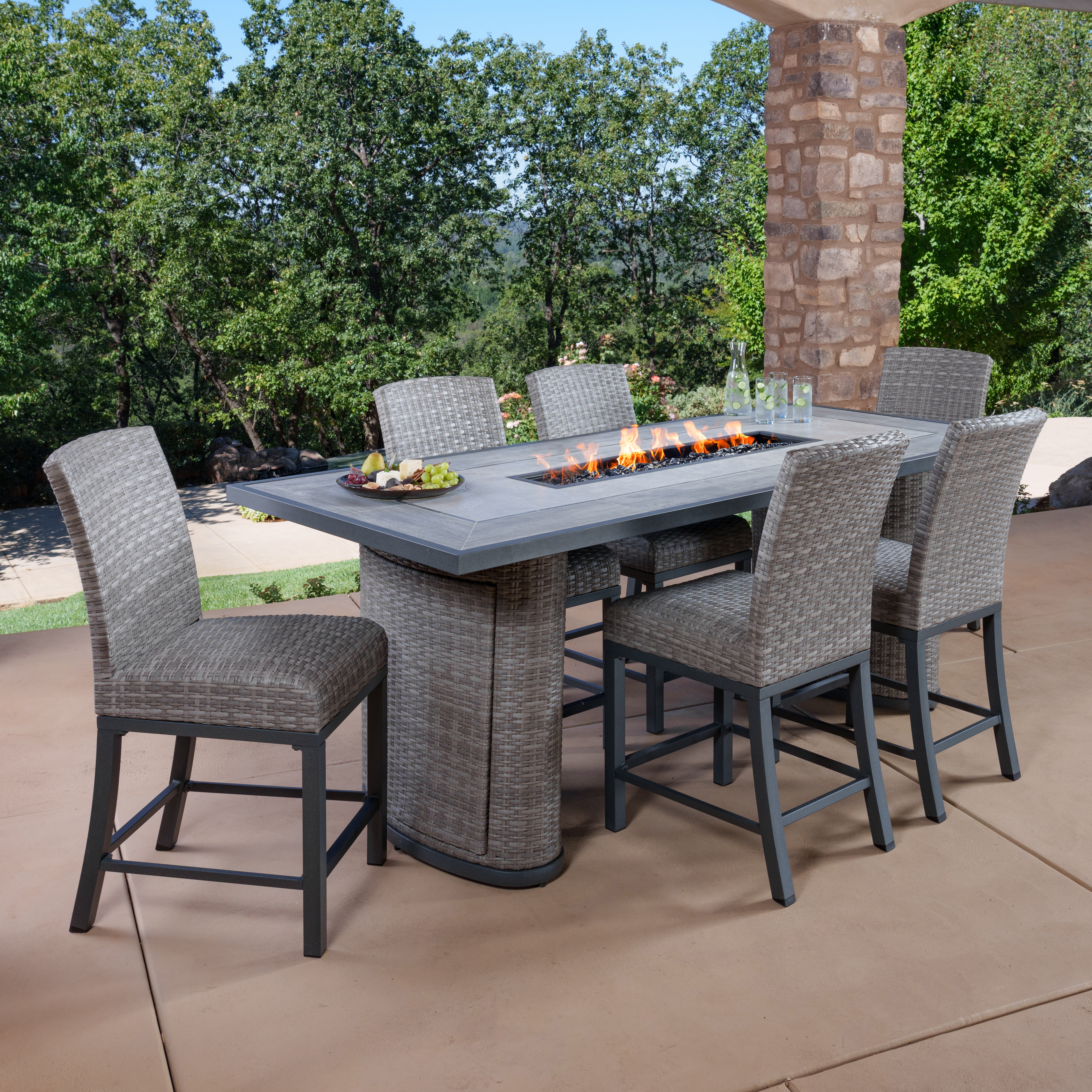 Parson 7-piece Fire Outdoor High Dining Set