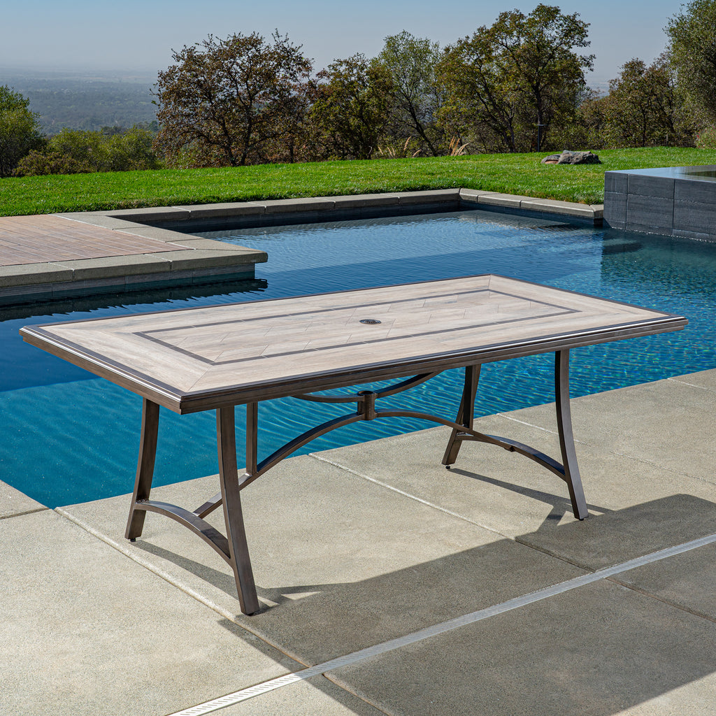 Tile top patio dining table online set